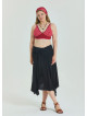 Black Plus Size Skirt with Waist Tie and Gipe Detail 4590